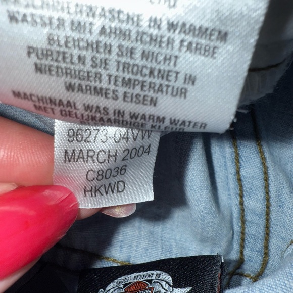 Vintage Harley Davidson Light Wash Jean Shorts Harley patches on back Sz 10 - Picture 13 of 13